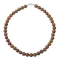 Autumn Jasper 10mm 3.00 ctw Beaded Jasper Necklace 18 Inches in Sterling Silver - Sticky add to cart bar