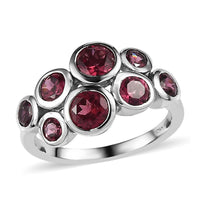 Tanzanian Rhodolite Garnet Ring in Platinum Over Sterling Silver 2.65 ctw