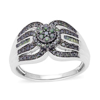 Doorbuster Green Diamond (IR) Ring in Platinum Over Sterling Silver (Size 10.0) 0.50 ctw