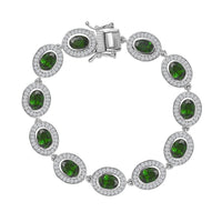Natural Chrome Diopside and White Zircon Bracelet in Platinum Over Sterling Silver (6.50 In) 13.00 ctw