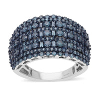 Doorbuster Venice Blue Diamond Ring in Platinum Over Sterling Silver (Size 10.0) 2.00 ctw