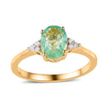 Ethiopian Emerald and Diamond Ring in Vermeil Yellow Gold Over Sterling Silver 1.10 ctw - Sticky add to cart bar