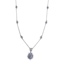 Tanzanite and White Zircon Necklace 18 Inches in Platinum Over Sterling Silver 2.65 ctw