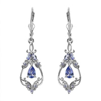 Tanzanite Lever Back Earrings in Platinum Over Sterling Silver 1.25 ctw