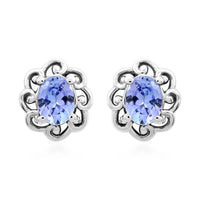 Tanzanite Stud Earrings in Platinum Over Sterling Silver 0.65 ctw