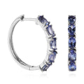 Tanzanite Hoop Earrings in Platinum Over Sterling Silver 2.35 ctw - Sticky add to cart bar