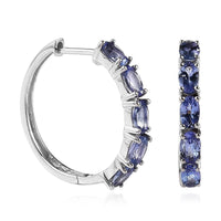 Tanzanite Hoop Earrings in Platinum Over Sterling Silver 2.35 ctw