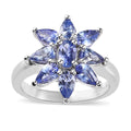 Tanzanite Floral Ring in Platinum Over Sterling Silver 1.85 ctw - Sticky add to cart bar