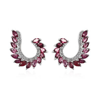 Tanzanian Rhodolite Garnet and White Zircon Earrings in Platinum Over Sterling Silver 3.20 ctw