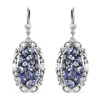 Tanzanite Lever Back Earrings in Platinum Over Sterling Silver 4.65 ctw