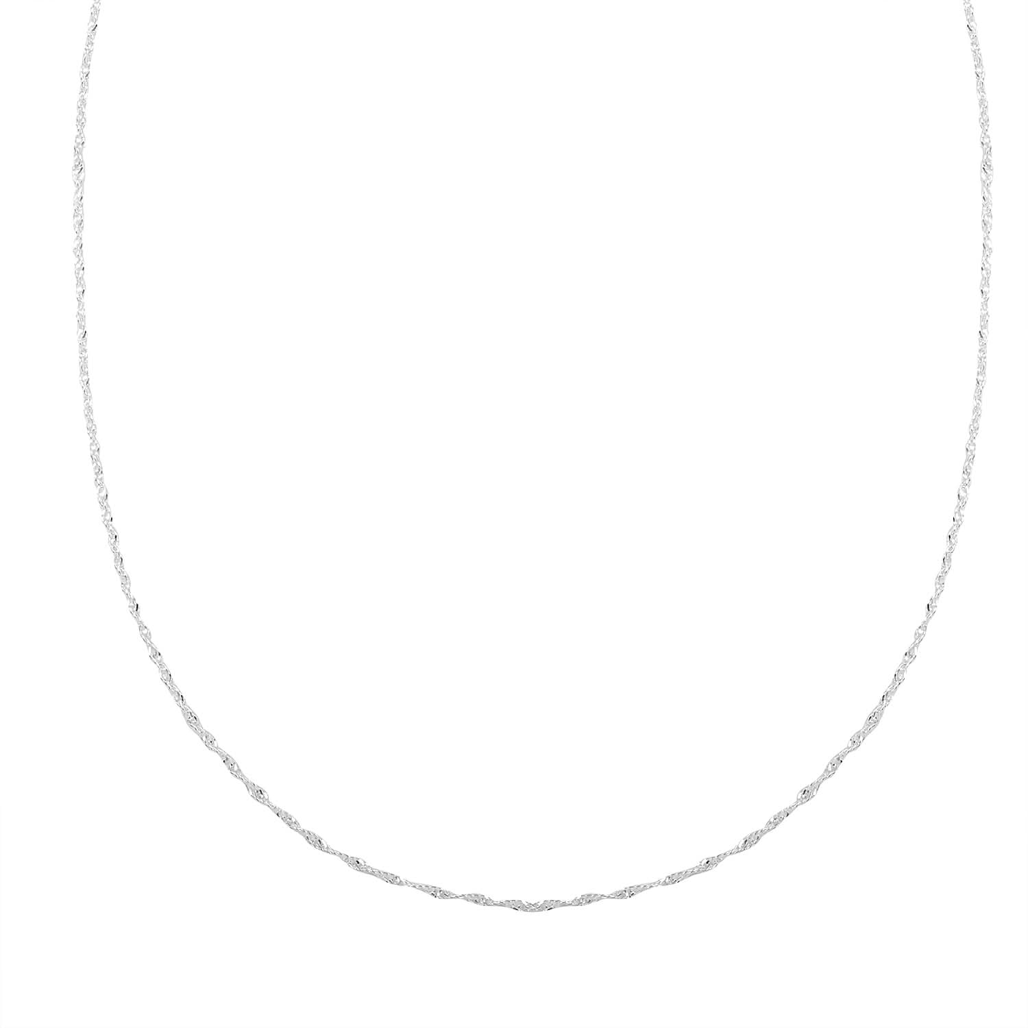Sterling Silver Singapore Necklace (24 Inches) (2.80 g)