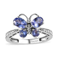 Tanzanite and White Zircon Butterfly Ring in Platinum Over Sterling Silver 1.35 ctw - Sticky add to cart bar