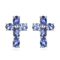 Tanzanite Cross Earrings in Platinum Over Sterling Silver 1.75 ctw - Sticky add to cart bar