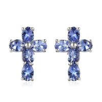Tanzanite Cross Earrings in Platinum Over Sterling Silver 1.75 ctw