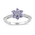 Tanzanite and White Zircon Ring in Platinum Over Sterling Silver 0.70 ctw - Sticky add to cart bar