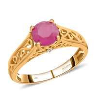 Certified and Appraised Iliana 18K Yellow Gold AAA Mozambique Ruby, Diamond (G-H, SI) Ring (Size 10.0) (4.30 g) (Del. in 5-7 Days) 1.60 ctw
