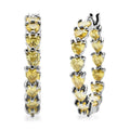 Simulated Yellow Diamond Heart Inside Out Hoop Earrings in Silvertone 2.50 ctw - Sticky add to cart bar