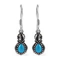 Artisan Crafted Premium Sleeping Beauty Turquoise and White Buffalo Dangle Earrings in Sterling Silver 2.20 ctw - Sticky add to cart bar