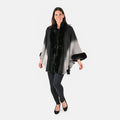 Tamsy Black Faux Fur Cape with Gradient - One Size Fits Most - Sticky add to cart bar