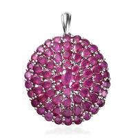 Niassa Ruby (FF) Cluster Pendant in Platinum Over Sterling Silver 14.00 ctw