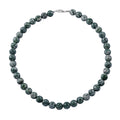 Green Spot Jasper Beaded Necklace 18 Inches in Sterling Silver 350.00 ctw - Sticky add to cart bar
