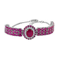 Niassa Ruby (FF) and White Zircon Bracelet in Platinum Over Sterling Silver (7.25 In) 16.10 ctw - Sticky add to cart bar