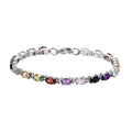 Multi Gemstone Tennis Bracelet in Stainless Steel (6.50 In) 9.50 ctw - Sticky add to cart bar
