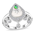 Ethiopian Welo Opal and White Zircon Ring in Platinum Over Sterling Silver (Size 6.0) 0.60 ctw - Sticky add to cart bar