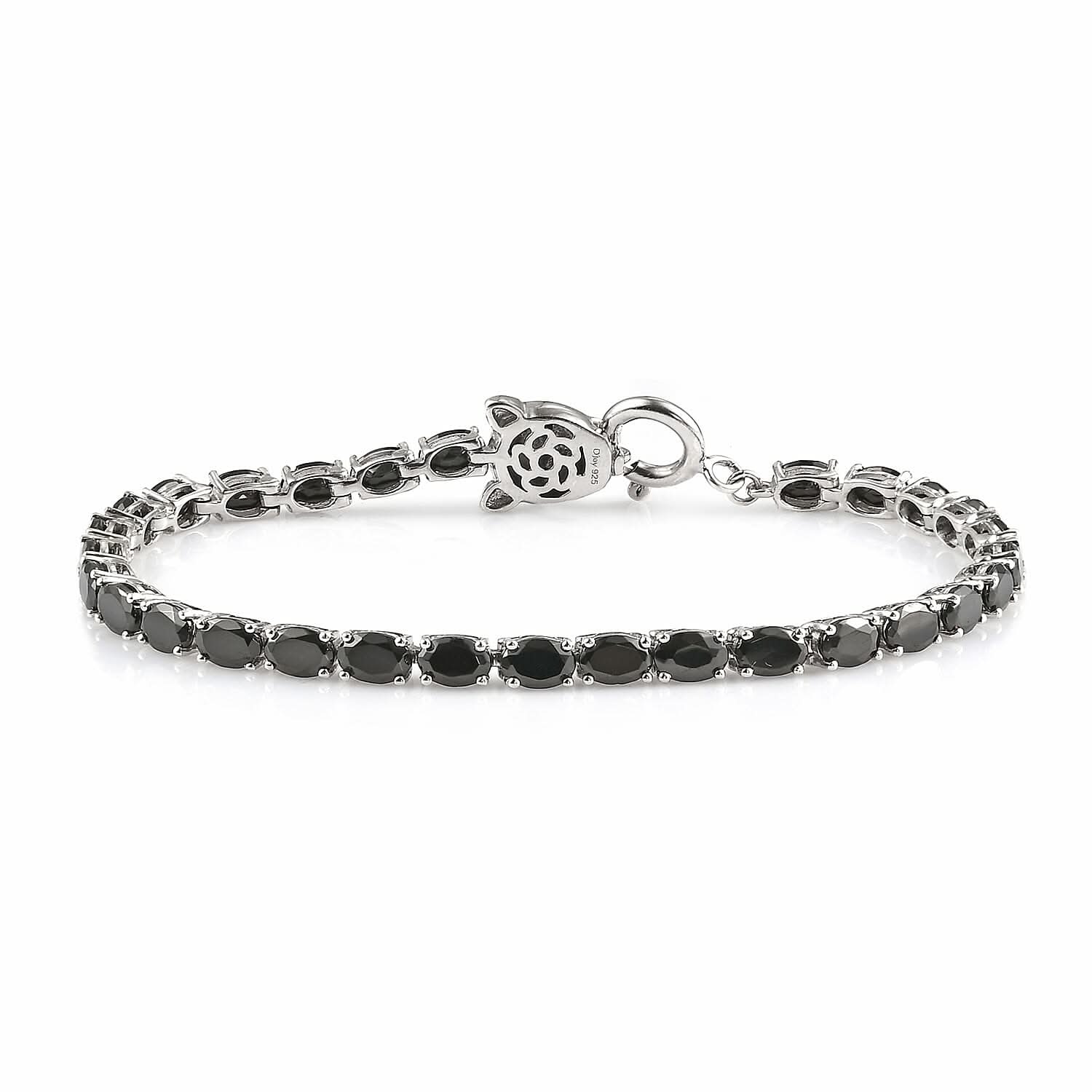 Elite Shungite, Natural Thai Black Spinel Tennis Bracelet in Platinum Over Sterling Silver (9.45 g) 6.20 ctw