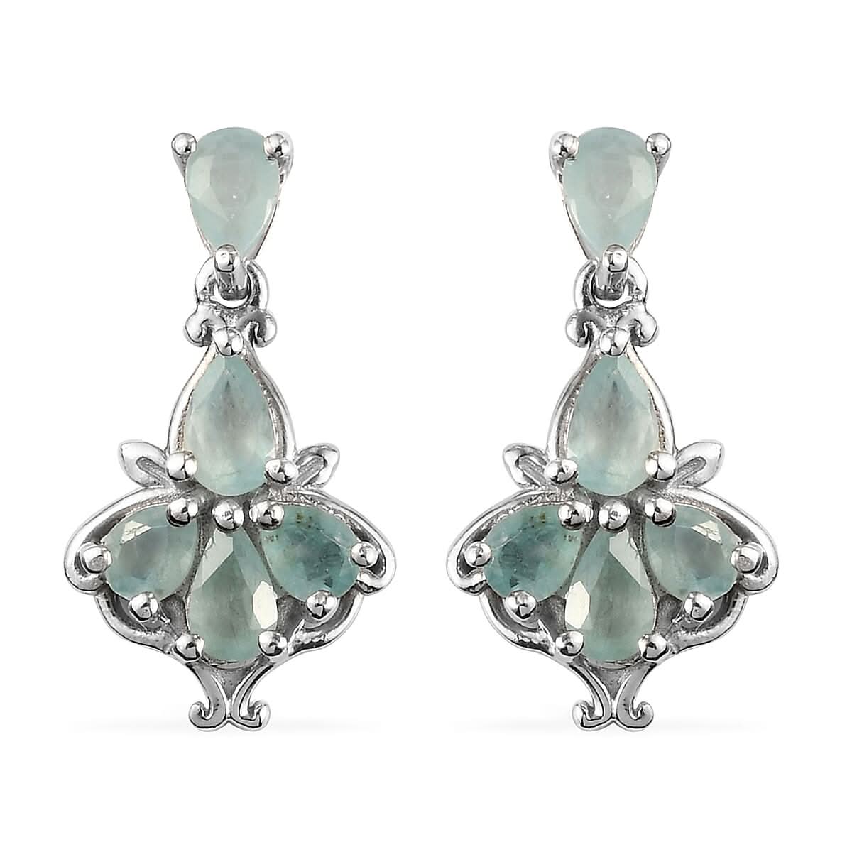 Premium Grandidierite Dangle Earrings in Platinum Over Sterling Silver 1.85 ctw