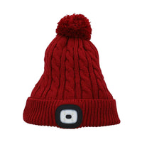 HOMESMART Rechargeable Waterproof LED Beanie Hat with Sherpa Lining and Faux Fur Baubbles - Blue (7.87"x11.02")