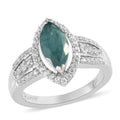Premium Grandidierite and Natural White Zircon Halo Ring in Platinum Over Sterling Silver 1.60 ctw - Sticky add to cart bar