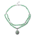 Green Aventurine Beaded Layered Necklace 18-20 Inches in Silvertone 208.50 ctw - Sticky add to cart bar