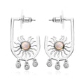 Ethiopian Welo Opal, White Zircon Celestial Sun Charms Earrings in Platinum Over Sterling Silver 1.00 ctw - Sticky add to cart bar