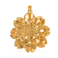 24K Yellow Gold Electroform Floral Pendant 8.55 Grams