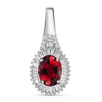 Luxoro 14K White Gold AAA Ouro Fino Rubellite and I2 Diamond Halo Pendant 1.40 ctw