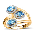 Luxoro 10K Yellow Gold AAA Santa Maria Aquamarine, Moissanite Ring (Size 10.0) (4.35 g) 1.50 ctw - Sticky add to cart bar