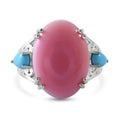 Natural Pink Conch Shell and Sleeping Beauty Turquoise Ring in Platinum Over Sterling Silver 10.80 ctw - Sticky add to cart bar
