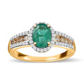 Doorbuster Iliana 18K Yellow Gold AAA Kagem Zambian Emerald and I1-I2 Natural Yellow and White Diamond Ring 4.10 Grams 1.60 ctw - Sticky add to cart bar