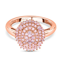 Natural Pink Diamond Signature Cluster Ring in Vermeil Rose Gold Over Sterling Silver