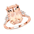 Certified & Appraised Luxoro 14K Rose Gold AAA Marropino Morganite and I2 Diamond Ring 6.70 ctw - Sticky add to cart bar