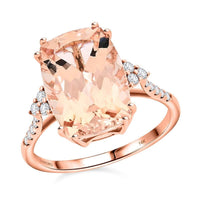 Certified & Appraised Luxoro 14K Rose Gold AAA Marropino Morganite and I2 Diamond Ring 6.70 ctw
