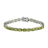 Peridot Tennis Bracelet in Platinum Over Sterling Silver (6.50 In) 15.25 ctw (Del. in 7-10 Days)