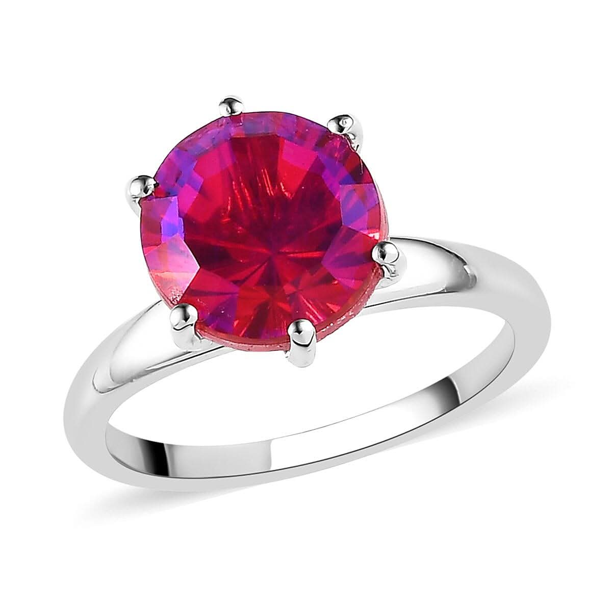 Volcanic Quartz (Triplet) Solitaire Ring in Platinum Over Sterling Silver 4.00 ctw