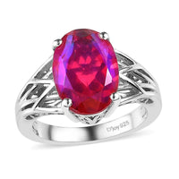 Volcanic Quartz (Triplet) Solitaire Ring in Platinum Over Sterling Silver (Size 10.0) 6.40 ctw