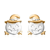 14K Yellow Gold Over and Sterling Silver Halloween Pumpkin Earrings 3.85 Grams