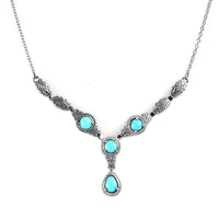 Sleeping Beauty Turquoise Necklace 18 Inches in Stainless Steel 2.10 ctw