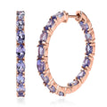 Tanzanite Hoop Earrings in Vermeil Rose Gold Over Sterling Silver 6.50 ctw - Sticky add to cart bar