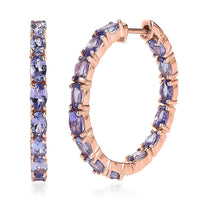 Tanzanite Hoop Earrings in Vermeil Rose Gold Over Sterling Silver 6.50 ctw