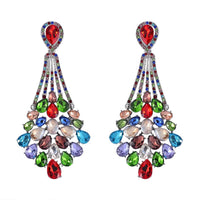 Multi Color Austrian Crystal Earrings in Silvertone